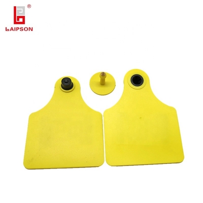 TPU Yellow 100mm 860-960Mhz UHF RFID Cattle Cow Bossy Ear Tag For Livestock Management