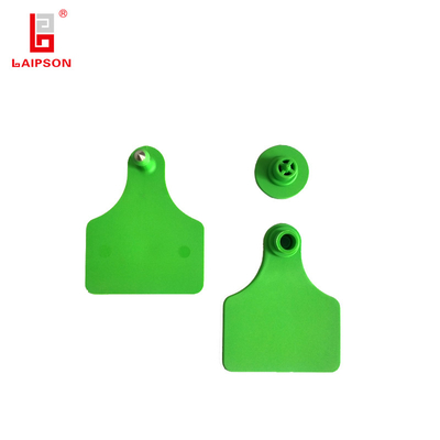 Visual Blank Laser Printing Numbers Male Ear Tag In Green For Cow Goat Cattle Farm